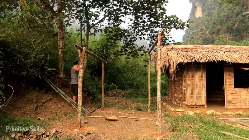 精剪回顾1号基地E08棕榈叶棚10【真人我的世界-空手发展-单人炼铁】