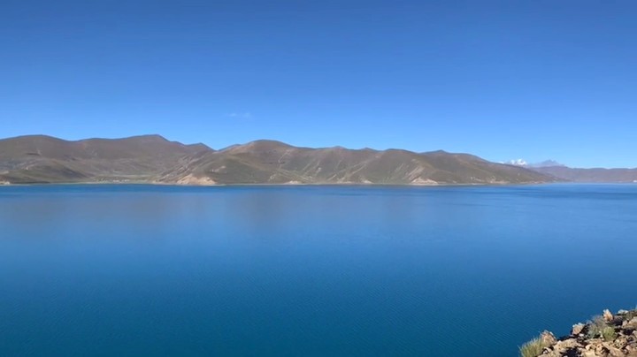 藏南高原羊卓雍措，湖滨水草丰美，是一个丰饶的高原牧场