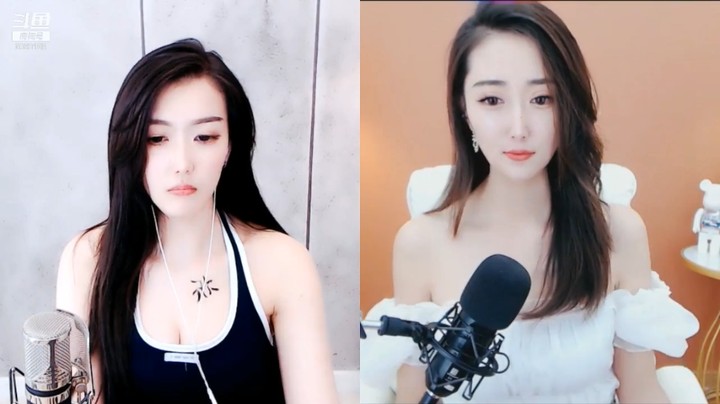 美女主播身材很好，对面的女主播也很漂亮