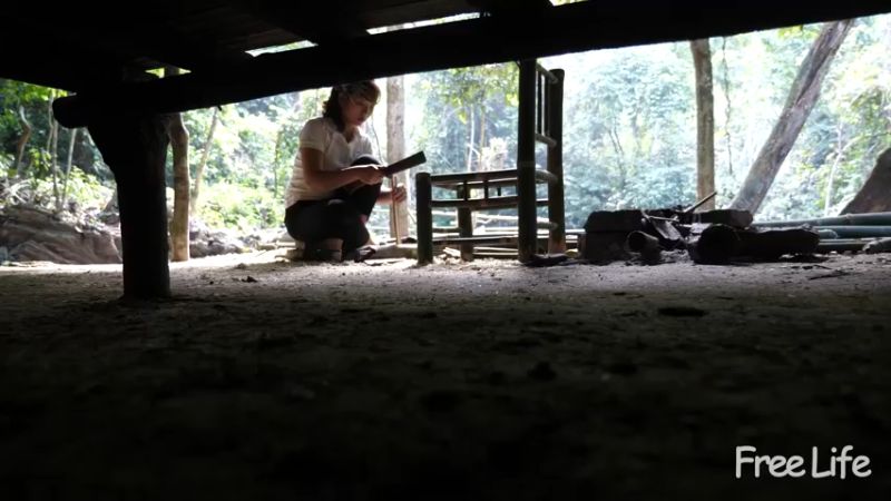 女生野外觅桃源W6农家简易家具6#妹子独自深入荒野隐居,建设世外桃源