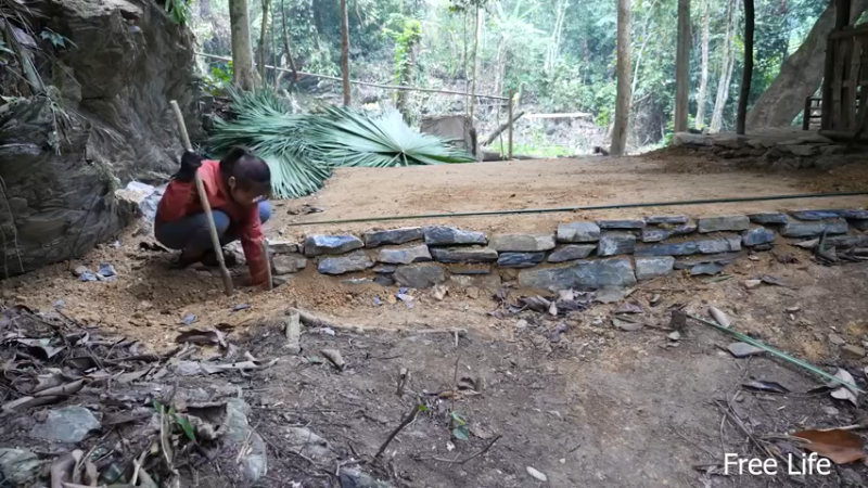 女生野外觅桃源W10吃？建厨房9（妹子独自深入荒野隐居,建设世外桃源）