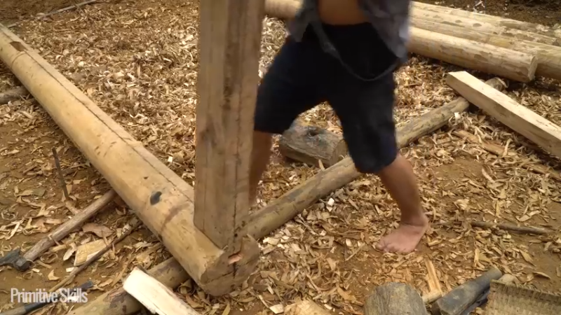 B基地的第70天新屋的框架14《如果你一无所有 进入单人我的世界，自由荒野 离网乐园 全手工制作耕种 快乐野外生活》