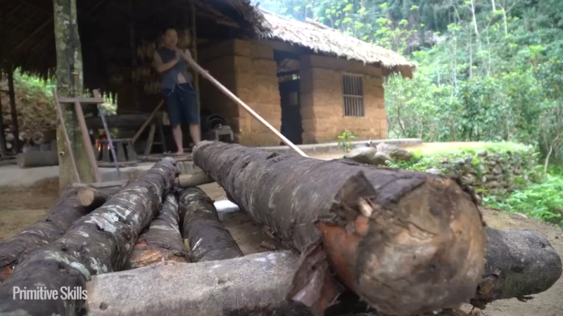 #制作农家水车龙骨6【浪漫山野3基地】《如果你一无所有 进入单人我的世界，自由荒野 离网乐园 全手工制作耕种 快乐野外生活》