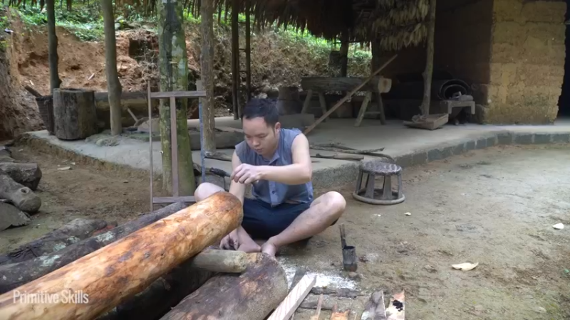 #制作农家水车龙骨7【浪漫山野3基地】《如果你一无所有 进入单人我的世界，自由荒野 离网乐园 全手工制作耕种 快乐野外生活》