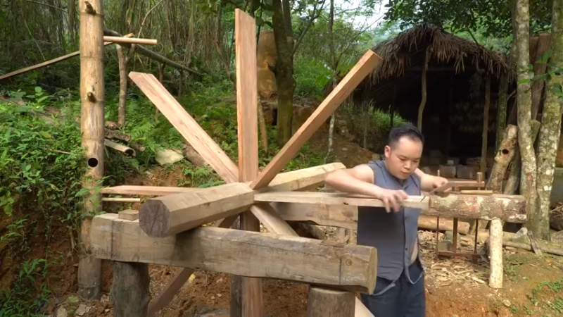 #制作农家研磨水车21浪漫山野3基地】《如果你一无所有 进入单人我的世界，自由荒野 离网乐园 全手工制作耕种 快乐野外生活》