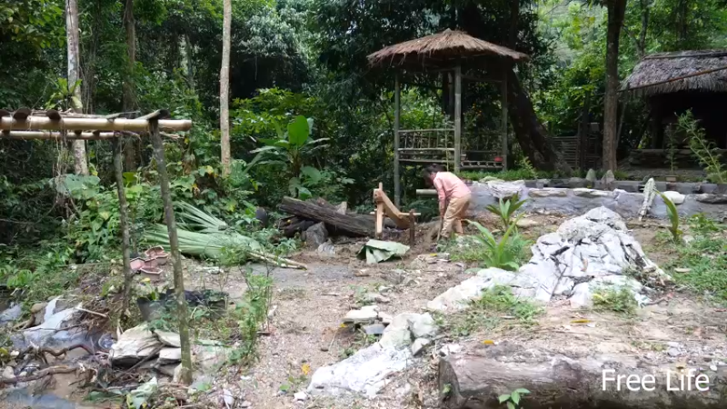 野外觅桃源W31水力锤升级6#妹子独自深入荒野隐居，建设世外桃源