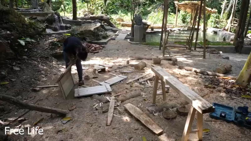 野外觅桃源W33制作宝箱存储箱15#妹子独自深入荒野隐居，建设世外桃源