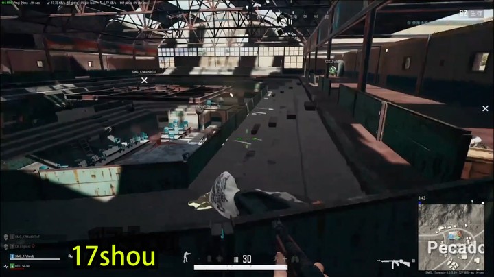绝地求生：17shou落地一把汤姆逊，瞬间一穿五，敌人都懵了！