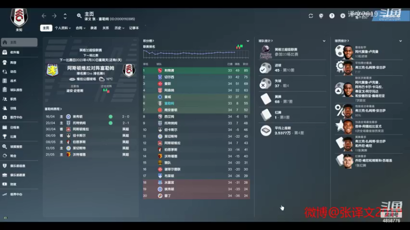 富勒姆之旅第三年4 20210927 18点场
