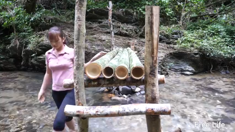 更新制作过小溪的木桥(15)深入荒野隐居修仙,建设世外桃源投个币吧