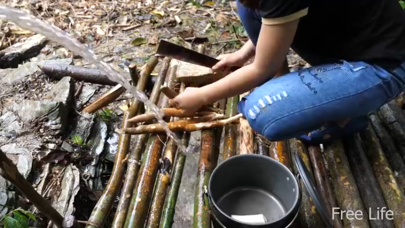 更新1季用山泉淋浴(5)深入荒野隐居修仙,建设世外桃源投个币吧