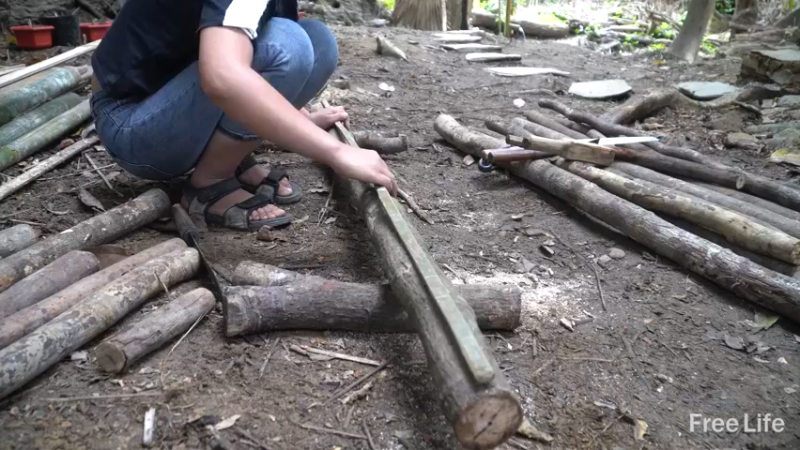 女生野外觅桃源W5农家置物架2（妹子独自深入荒野隐居,建设世外桃源）