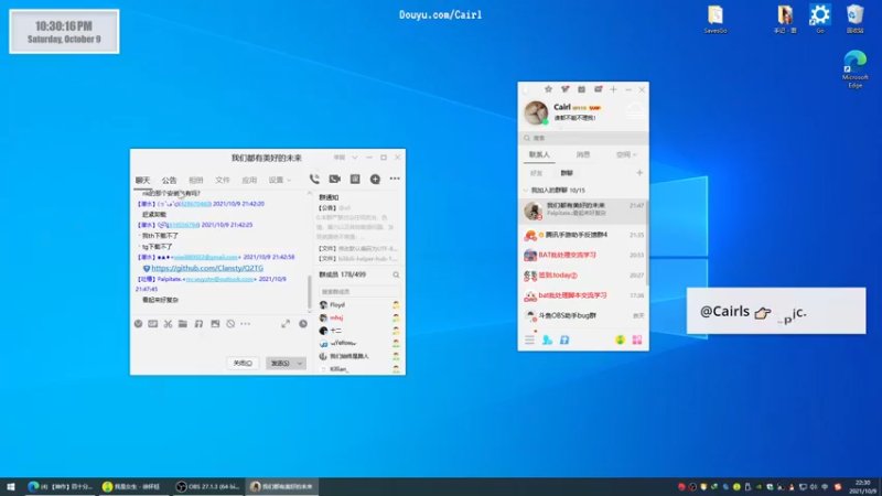 【2021-10-09 22点场】Cairl：正在直播：火影忍者手游