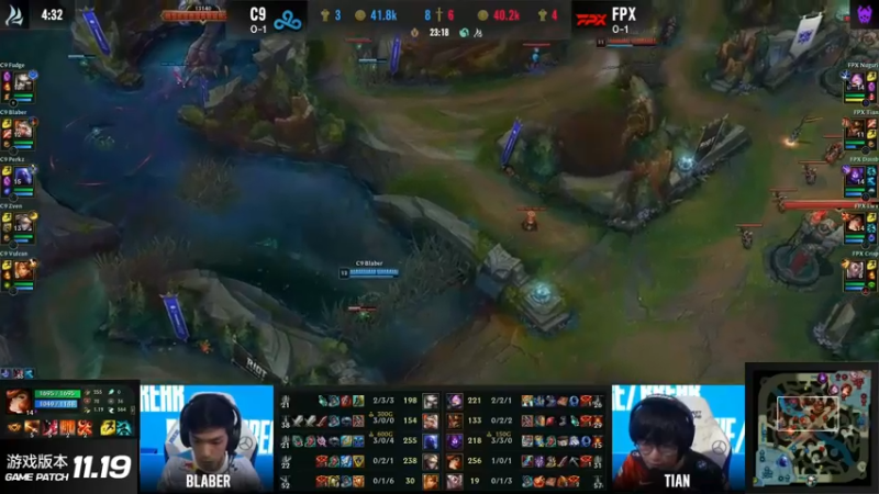 英雄联盟全球总决赛S11小组赛 FPX VS C9 BO1 精彩剪辑