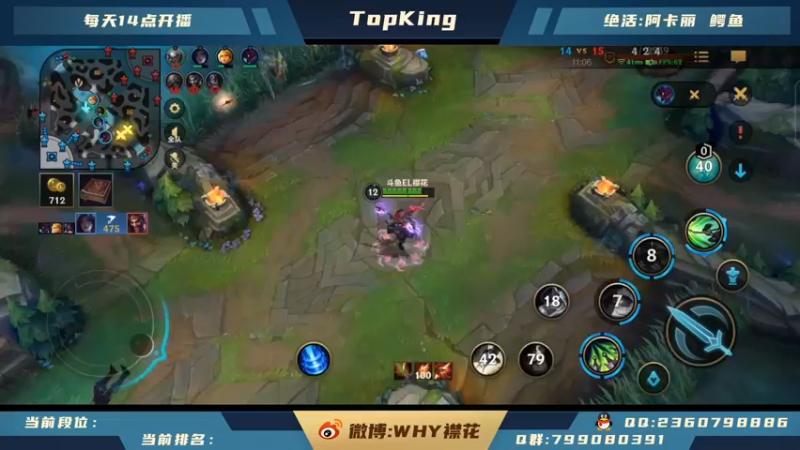 【2021-10-18 17点场】襟花啊：王者阿卡丽鳄鱼上单专场