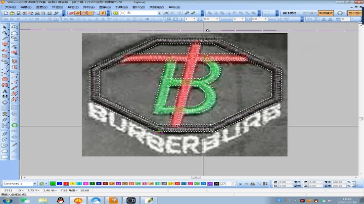 字母TB六边形绣花制版设计音乐分享