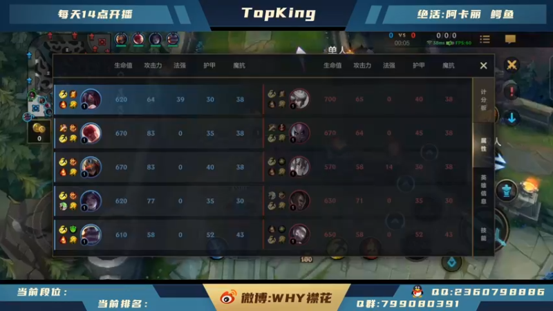 【2021-10-20 14点场】襟花啊：王者阿卡丽鳄鱼上单专场