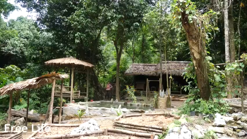 小姐姐隐居W35修建传统房子29#妹子独自深入荒野隐居，建设世外桃源第一季