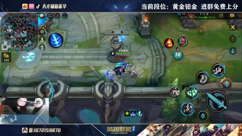 【2021-10-24 13点场】天才辅助莲华：QQ区大号已用辅助单排王者 铂金小号教学