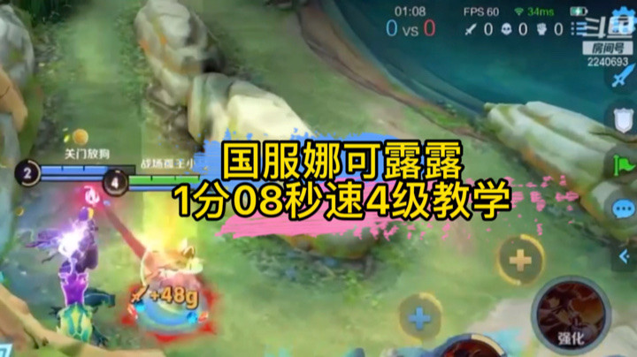 娜可露露升4级1分08秒