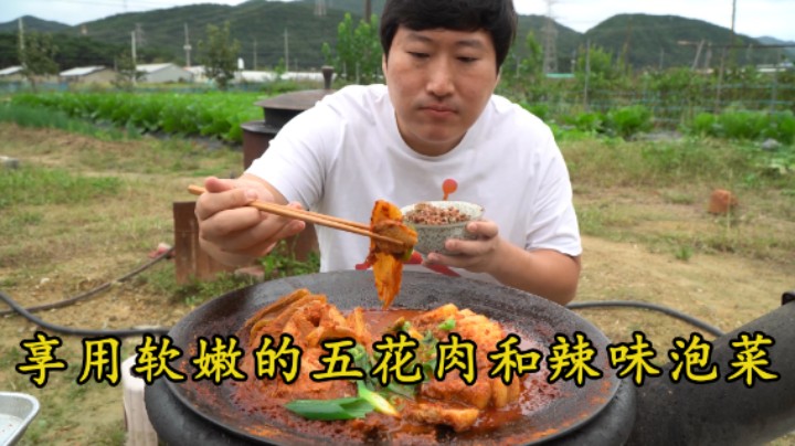 酸辣泡菜配上五花肉，味道爽口沁人心脾，就着米饭吃太下饭了！