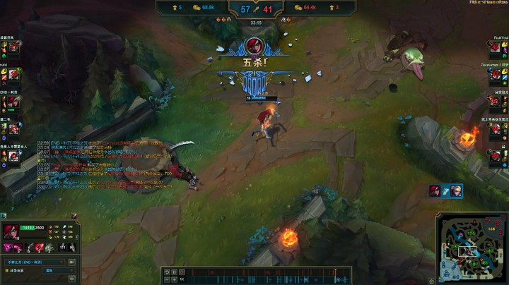 盾火流卡特，1v5，丝血，锁血极限！5杀！