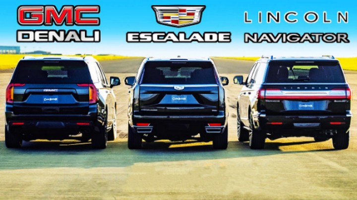 凯迪拉克凯雷德、GMC Yukon、林肯领航员，全尺寸豪华SUV，直线加速对比