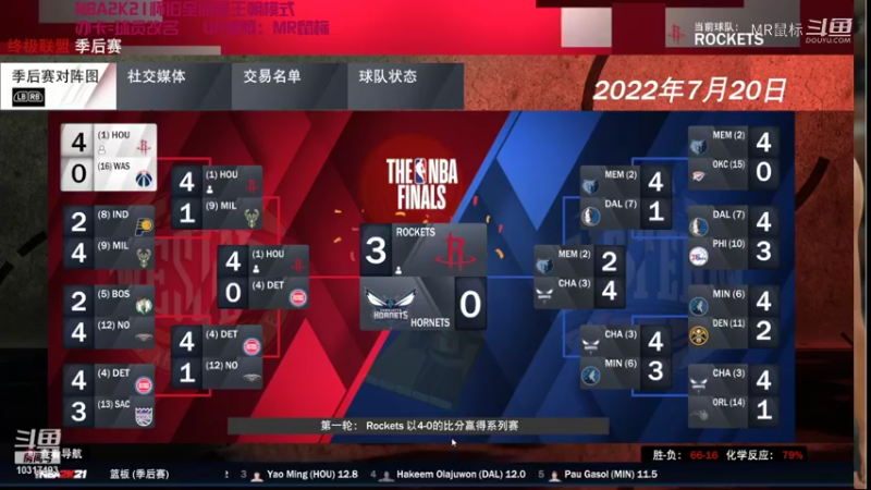 【NBA2K】MR鼠标的姚麦无敌第二赛季火箭VS黄蜂总决赛4-0