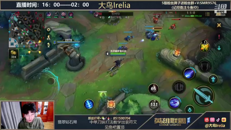 【2021-11-15 20点场】大鸟Irelia：小号7天已王者80胜率