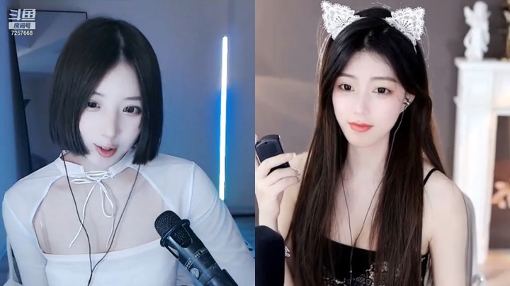 美女主播连麦，两个美女主播身材都很好，你喜欢哪个