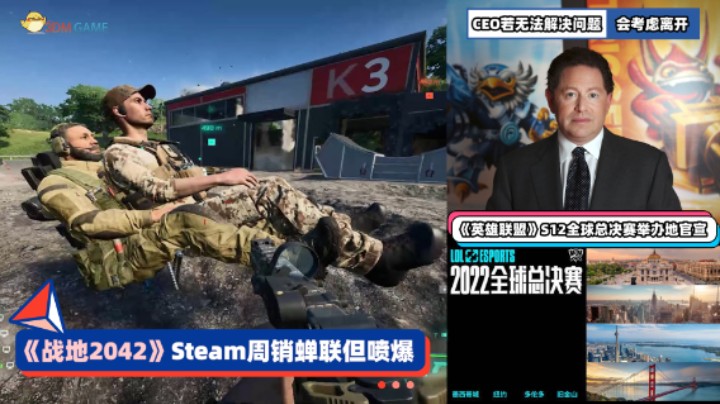 3DM速报：《战地2042》蝉联周销榜 动视暴雪CEO搞不定会考虑离开