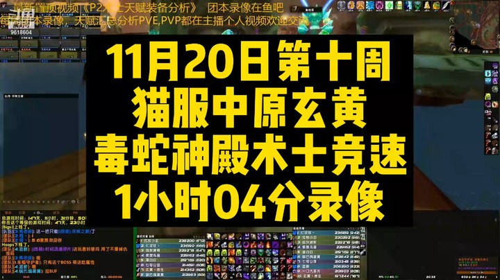 11月20日第十周猫服中原玄黄毒蛇神殿术士竞速1小时04分