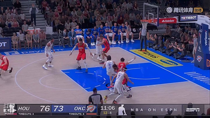 NBA2K21BLY最新名单烂队拯救之火箭,再次对阵雷霆,使用名人堂修改的真实难度GS