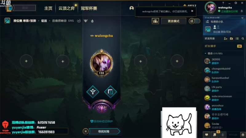 【2021-11-29 19点场】滔搏yuyanjia：韩服rank 19389