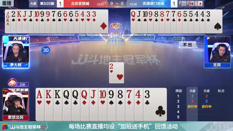 【2021-12-02 01点场】JJ斗地主官方：冠军杯总决赛B组北京紫禁城2:4津门荣耀