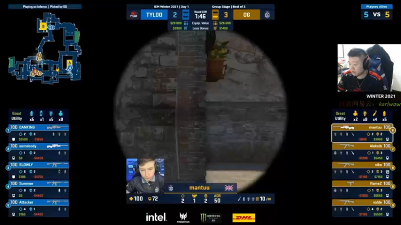 【2021-12-03 06点场】王卡尔丶：王卡尔: tyloo vs g2
