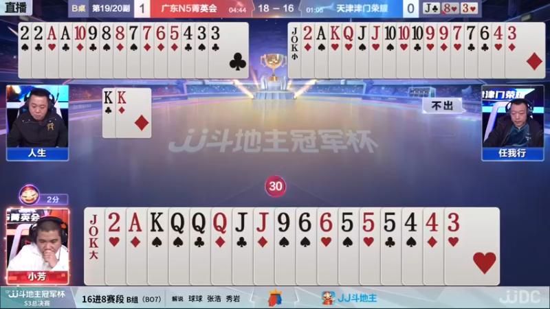 【2021-12-03 19点场】JJ斗地主官方：冠军杯总决赛B组N5菁英会2:2津门荣耀