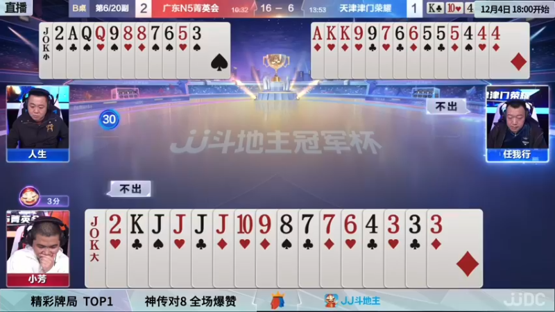 【2021-12-03 23点场】JJ斗地主官方：冠军杯总决赛B组N5菁英会3:4津门荣耀