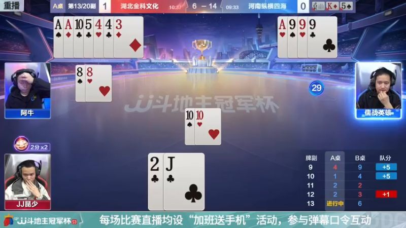 【2021-12-08 11点场】JJ斗地主官方：【重播】冠军杯总决赛C组湖北4:3河南