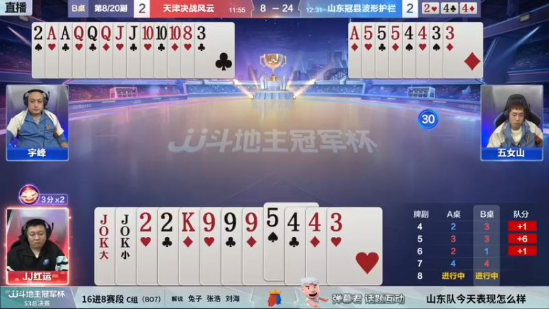 【2021-12-08 21点场】JJ斗地主官方：【重播】冠军杯总决赛C组天津2:4山东