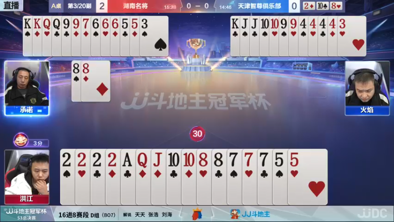 【2021-12-13 19点场】JJ斗地主官方：【直播】冠军杯总决赛D组湖南3:1天津
