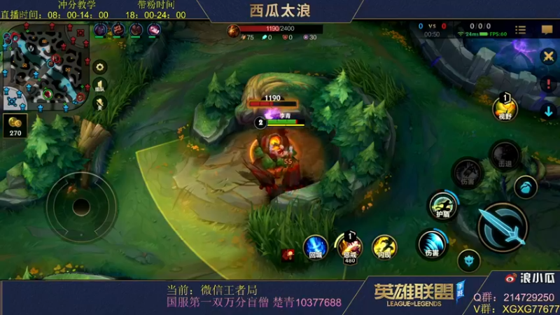 【2021-12-14 04点场】西瓜太浪xx：【楚青】国一盲僧王者局打野教学