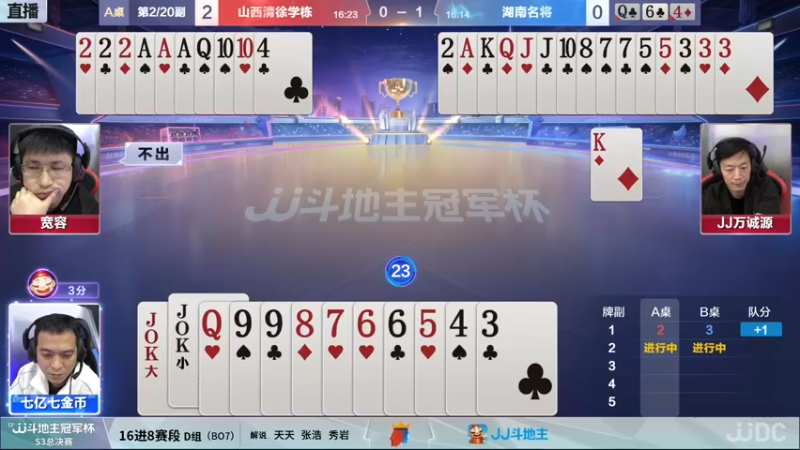【2021-12-15 19点场】JJ斗地主官方：【直播】冠军杯总决赛D组山西3:0湖南