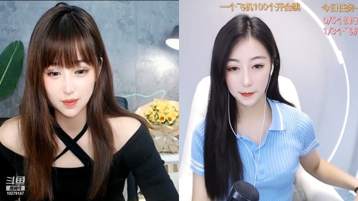 两个美女小姐姐PK连麦，礼物少的表演跳舞