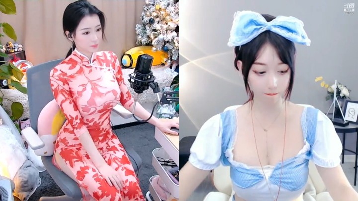 两个网红美女连麦，左边的成熟，右边的可爱