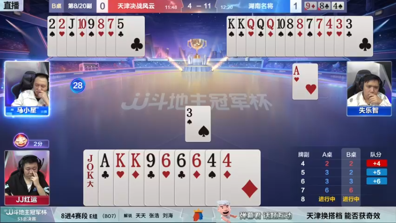 【2021-12-22 19点场】JJ斗地主官方：【直播】冠军杯总决赛八强天津1:2湖南