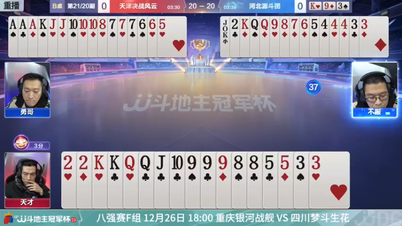 【2021-12-25 10点场】JJ斗地主官方：冠军杯总决赛八强天津0:4河北