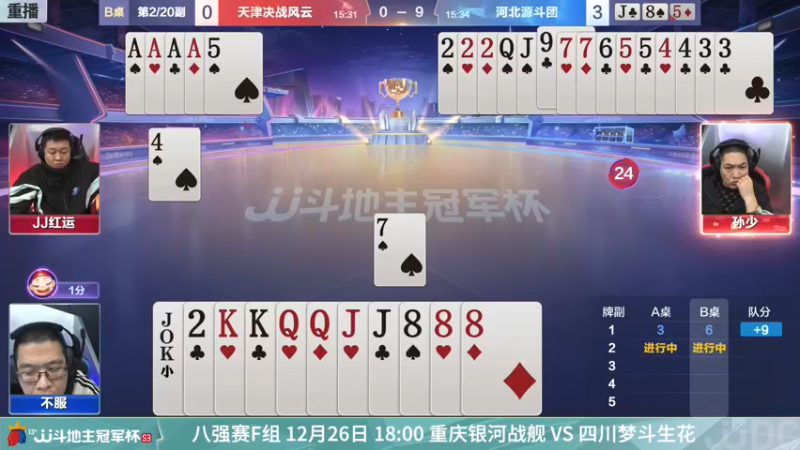 【2021-12-25 04点场】JJ斗地主官方：冠军杯总决赛八强天津0:4河北