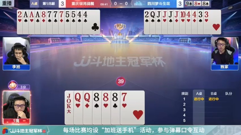 【2021-12-27 04点场】JJ斗地主官方：冠军赛总决赛八强重庆3:4四川