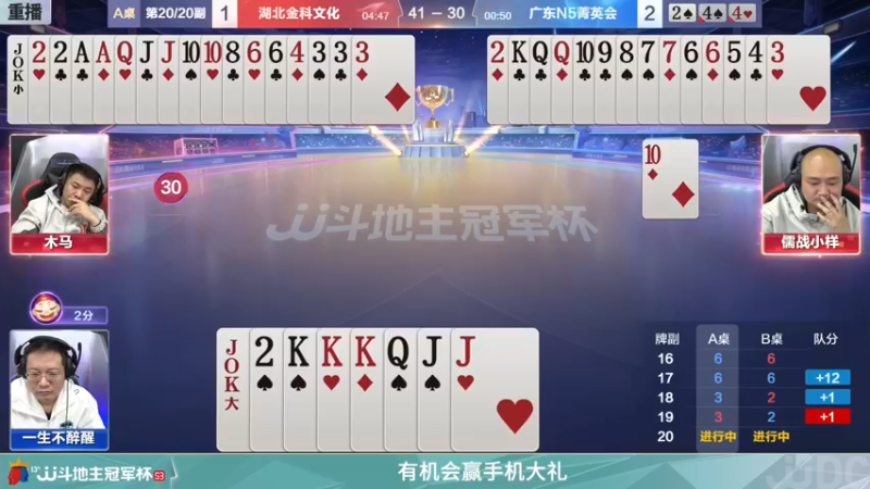 【2021-12-28 14点场】JJ斗地主官方：【重播】冠军杯总决赛八强湖北2:4广东